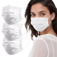 Load image into Gallery viewer, akgk 100PCS White Disposable Face Masks, 3-Ply Breathable White Face Mask For Adults
