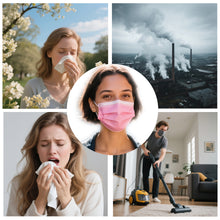 Load image into Gallery viewer, akgk 100PCS Pink Disposable Face Masks, 3-Ply Breathable Pink Face Mask For Adults
