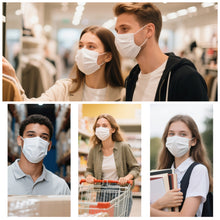 Load image into Gallery viewer, akgk 100PCS White Disposable Face Masks, 3-Ply Breathable White Face Mask For Adults
