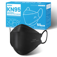 Load image into Gallery viewer, akgk KN95 Face Masks 50 Pack for Adults, 5-Ply Black Disposable Face Mask | Breathable Masks Against PM 2.5 Smoke &amp; Dust, Filter Efficiency≥95%
