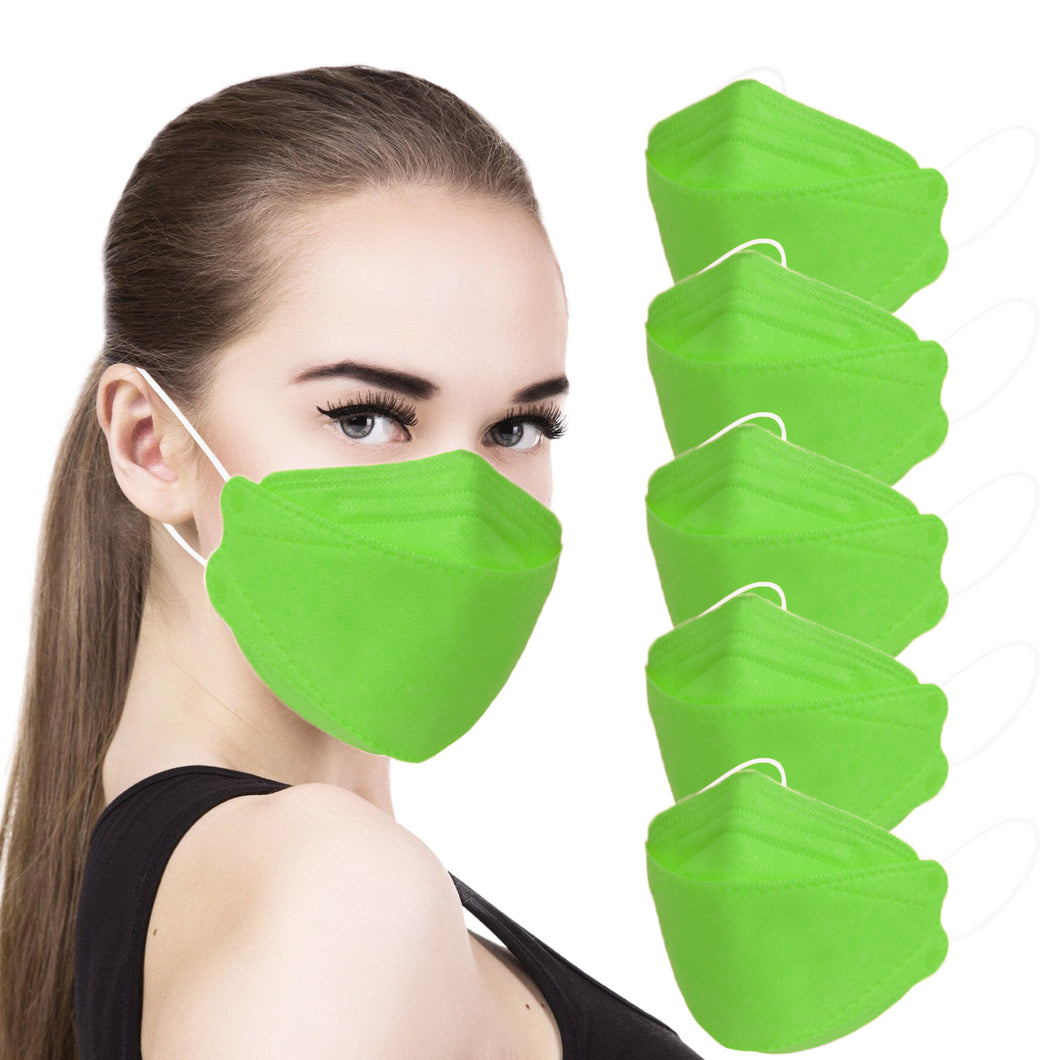 akgk KN95 Face Masks 100 Pack, Individually Wrapped, 5-Ply Disposable Green Face Mask Against PM 2.5 Smoke & Dust, Filtration Efficiency 95%