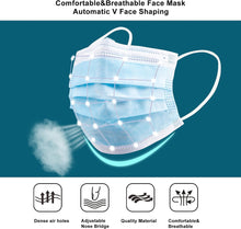 Load image into Gallery viewer, akgk Disposable Face Masks 100Pcs, Blue Face Mask, 3 Ply Disposable Mask with Elastic Earloops
