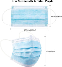 Load image into Gallery viewer, akgk Disposable Face Masks 100Pcs, Blue Face Mask, 3 Ply Disposable Mask with Elastic Earloops
