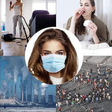 Load image into Gallery viewer, akgk Disposable Face Masks 100Pcs, Blue Face Mask, 3 Ply Disposable Mask with Elastic Earloops
