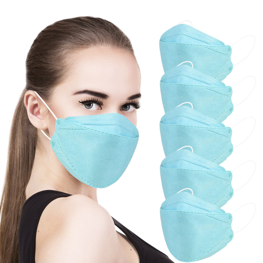 akgk KN95 Face Masks 100 Pack, Individually Wrapped, 5-Ply Disposable Blue Face Mask Against PM 2.5 Smoke and Dust