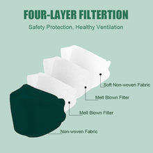 Load image into Gallery viewer, akgk KN95 Face Masks 100 Pack, Individually Wrapped, 5-Ply Disposable Dark Green Face Mask Against PM 2.5 Smoke and Dust
