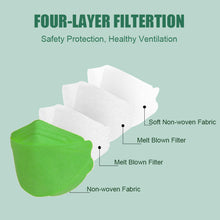 Load image into Gallery viewer, akgk KN95 Face Masks 100 Pack, Individually Wrapped, 5-Ply Disposable Green Face Mask Against PM 2.5 Smoke &amp; Dust, Filtration Efficiency 95%
