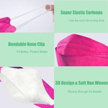 Load image into Gallery viewer, akgk KN95 Face Masks 100 Pack, Individually Wrapped, 5-Ply Disposable Hot Pink Face Mask Against PM 2.5 Smoke and Dust
