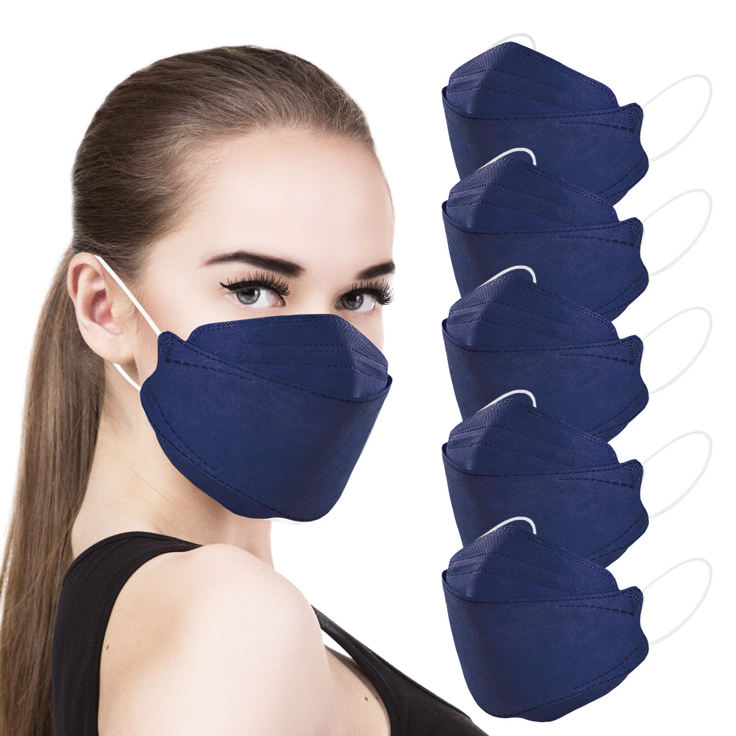 akgk KN95 Face Masks 100 Pack, Individually Wrapped, 5-Ply Disposable Navy Blue Face Mask Against PM 2.5 Smoke and Dust