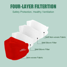 Load image into Gallery viewer, akgk KN95 Face Masks 100 Pack, Individually Wrapped, 5-Ply Disposable Red Face Mask Against PM 2.5 Smoke &amp; Dust, Filtration Efficiency 95%
