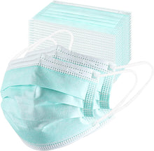Load image into Gallery viewer, akgk Disposable Face Masks 100Pcs, 3 Layer Protective Face Mask Green Face Masks
